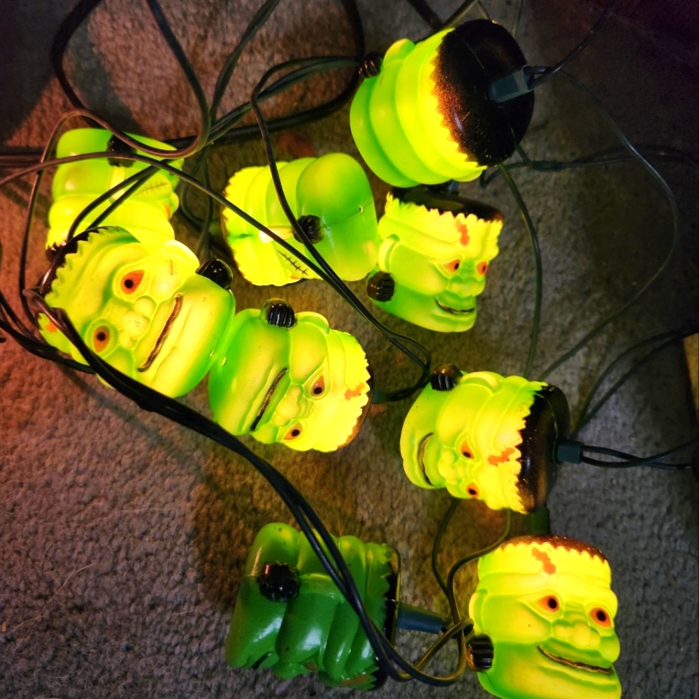 Vintage Frankenstein Blow Mold String Lights Set of 10 Halloween Lights 10ft